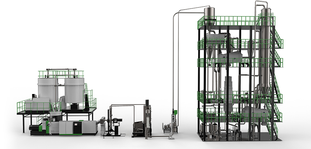 SSP (Continuity) PET Plastic Recycling Machine Line with Solid State Polymerization For IV Increase