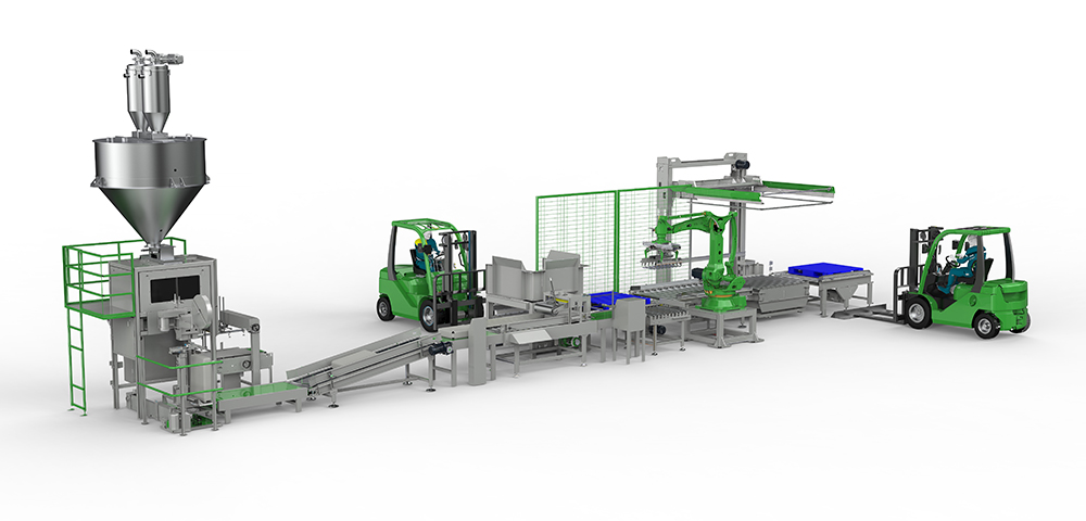 ACGS-DA(R) Fully Automatic Weighing, Packaging Line with Palletizing Robot